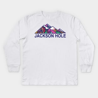 Jackson Hole, Wyoming Decal Kids Long Sleeve T-Shirt
